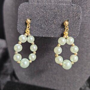 Pale blue beaded dangle earrings